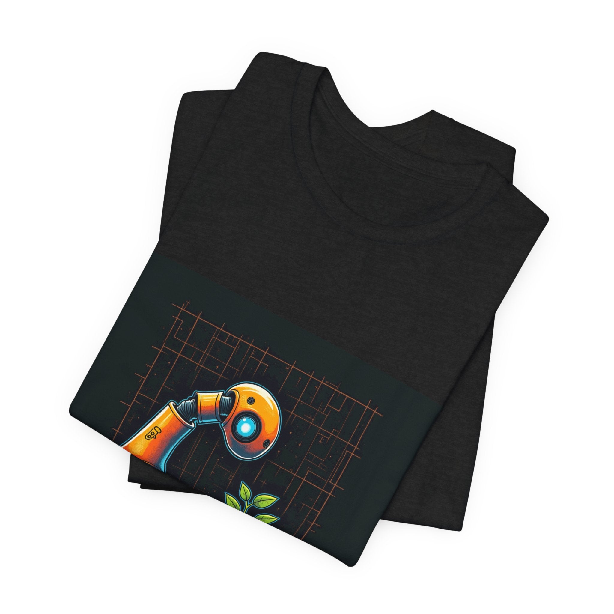 Grow The Future — Robotics Tee — Open Source Must Win — robotic fist holding a git branch