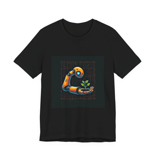 Grow The Future — Robotics Tee — Open Source Must Win — robotic fist holding a git branch