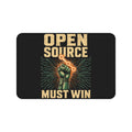 Open Source Must Win — Desk Mat — Open Source Must Win — robotic fist holding a git branch, vintage propaganda style