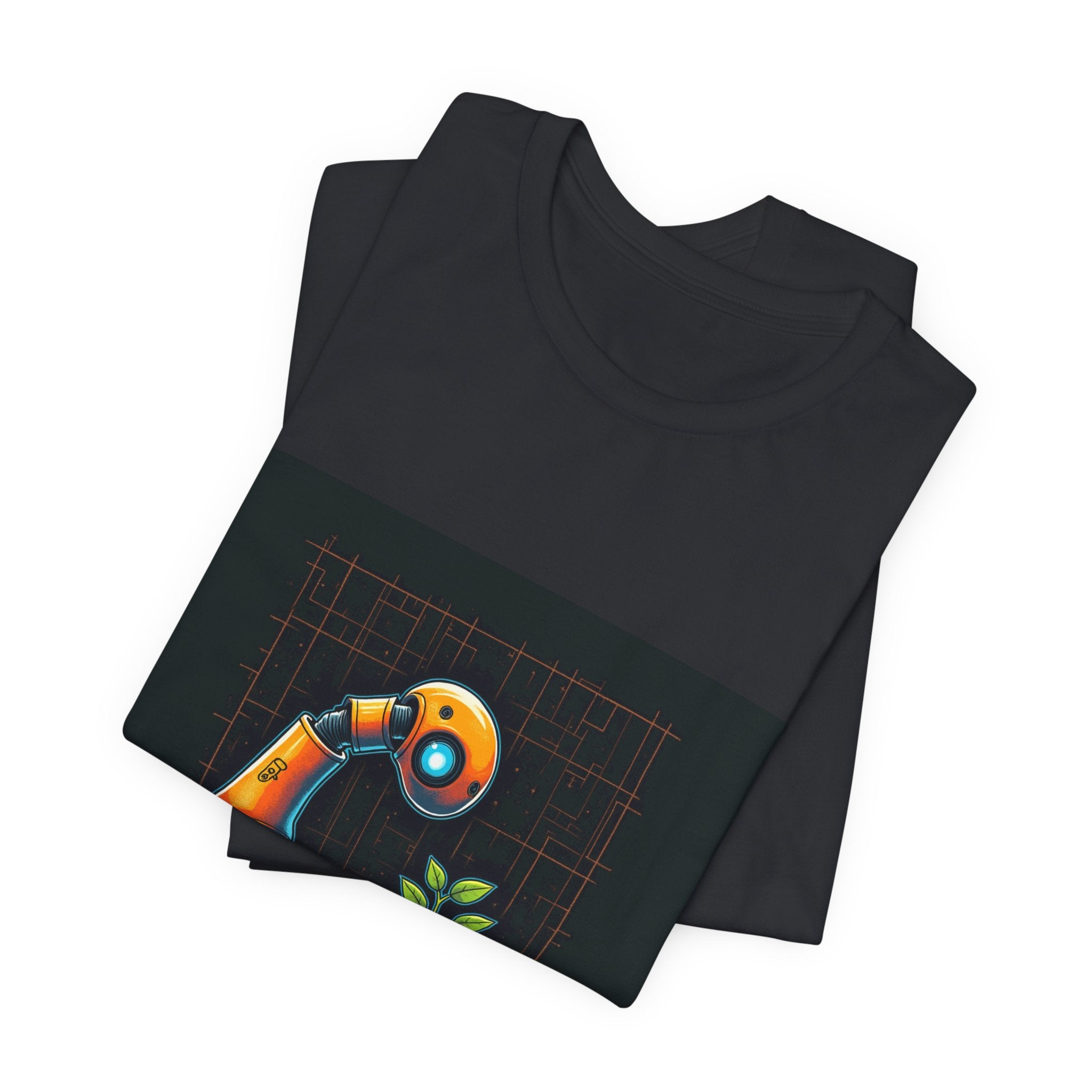 Grow The Future — Robotics Tee — Open Source Must Win — robotic fist holding a git branch