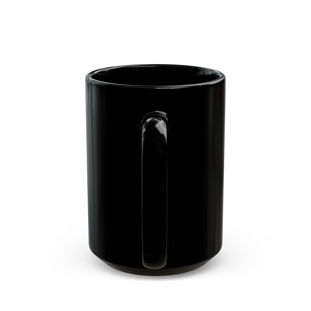 Open Source Must Win — Black Mug — Open Source Must Win — robotic fist holding a git branch, vintage propaganda style
