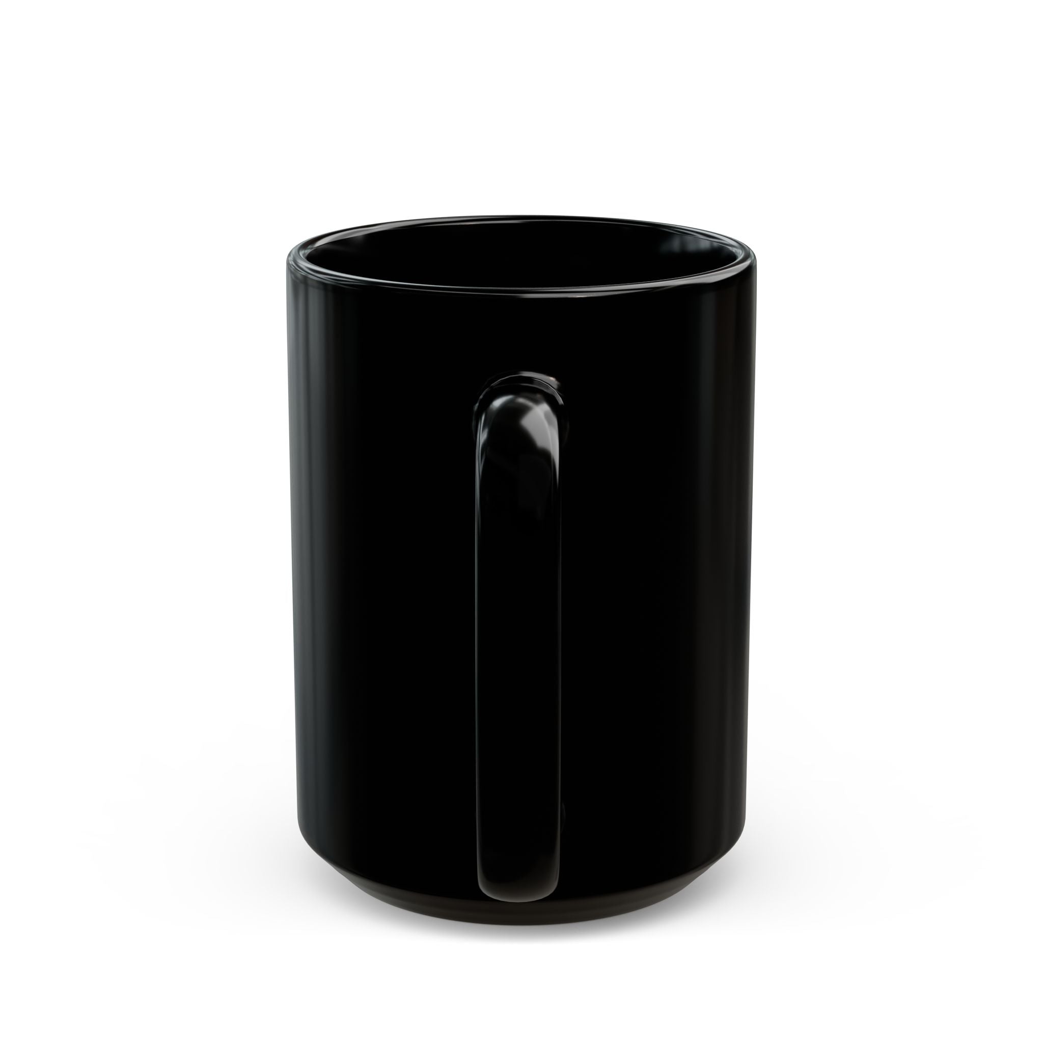 Open Source Must Win — Black Mug — Open Source Must Win — robotic fist holding a git branch, vintage propaganda style