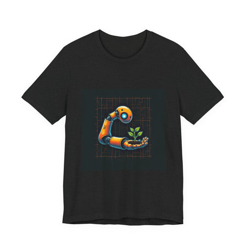 Grow The Future — Robotics Tee — Open Source Must Win — robotic fist holding a git branch
