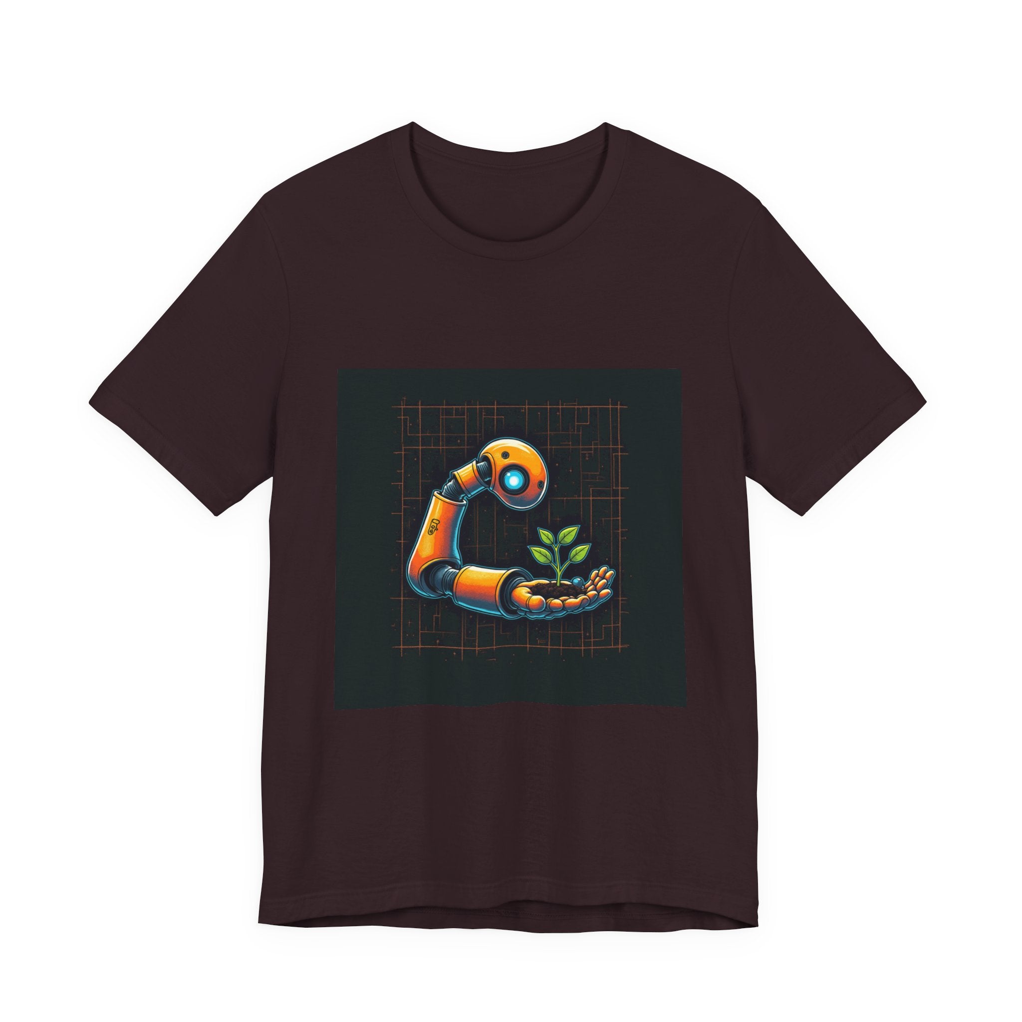 Grow The Future — Robotics Tee — Open Source Must Win — robotic fist holding a git branch