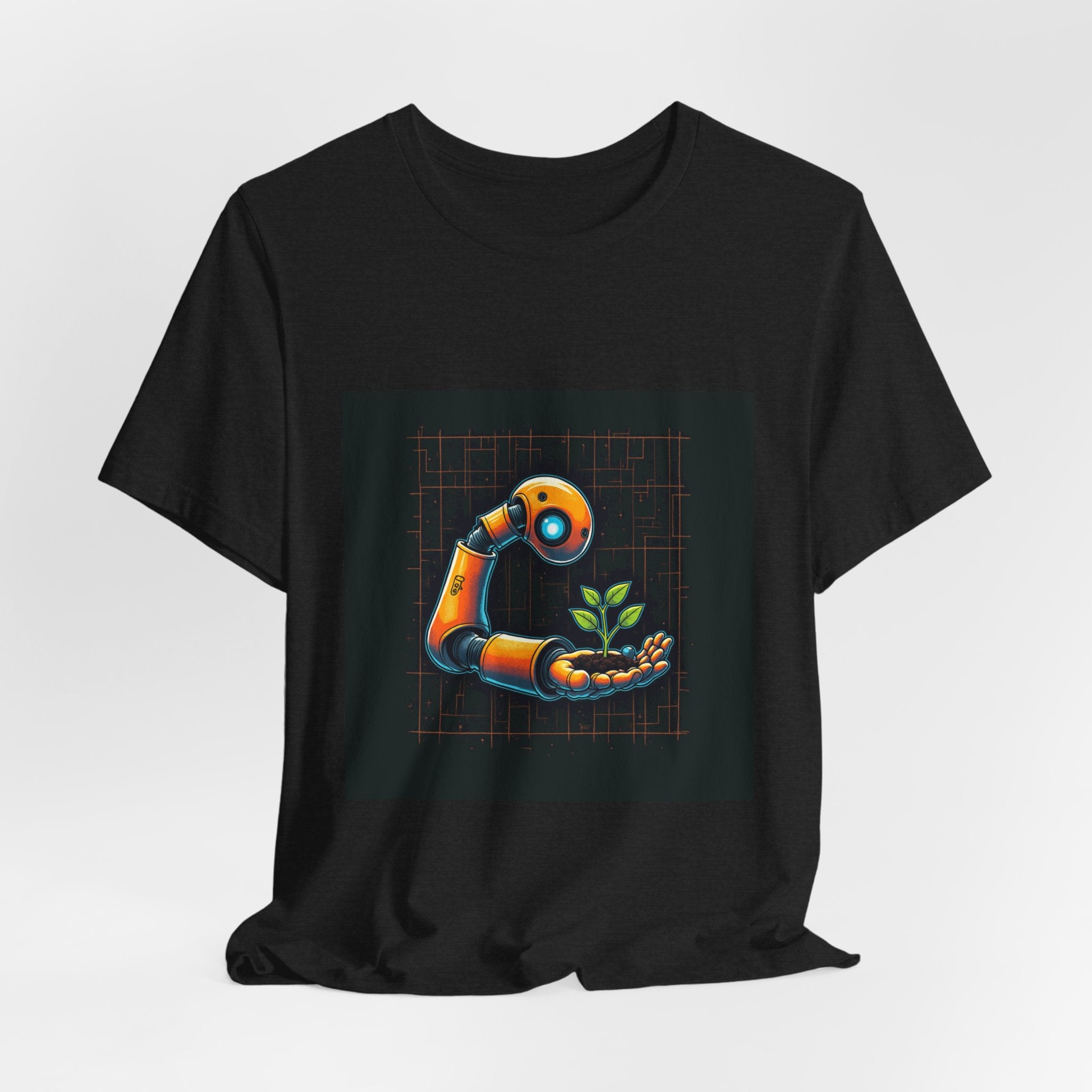Grow The Future — Robotics Tee — Open Source Must Win — robotic fist holding a git branch