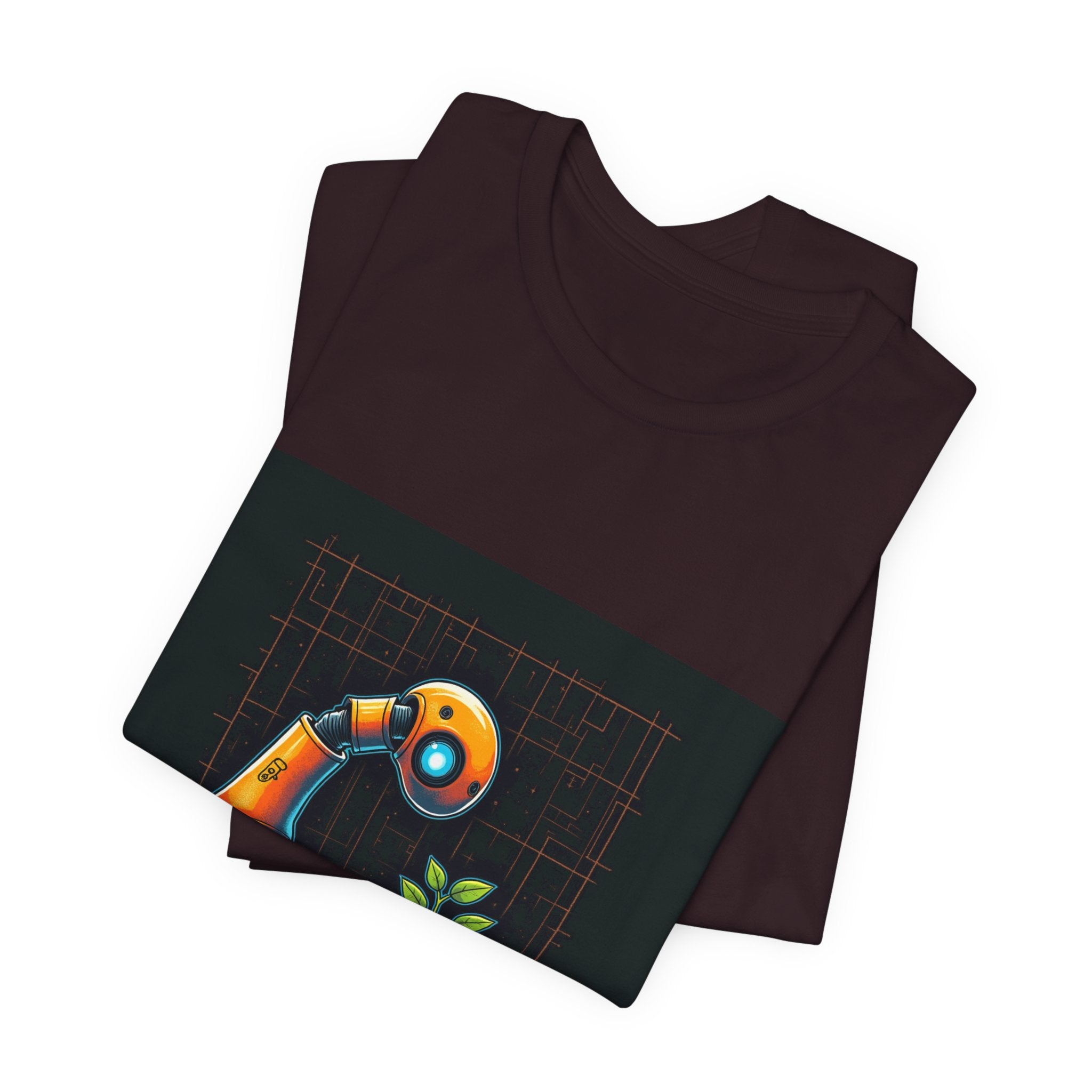 Grow The Future — Robotics Tee — Open Source Must Win — robotic fist holding a git branch