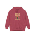Open Source Must Win — Garment-Dyed Hoodie — Open Source Must Win — robotic fist holding a git branch, vintage propaganda style