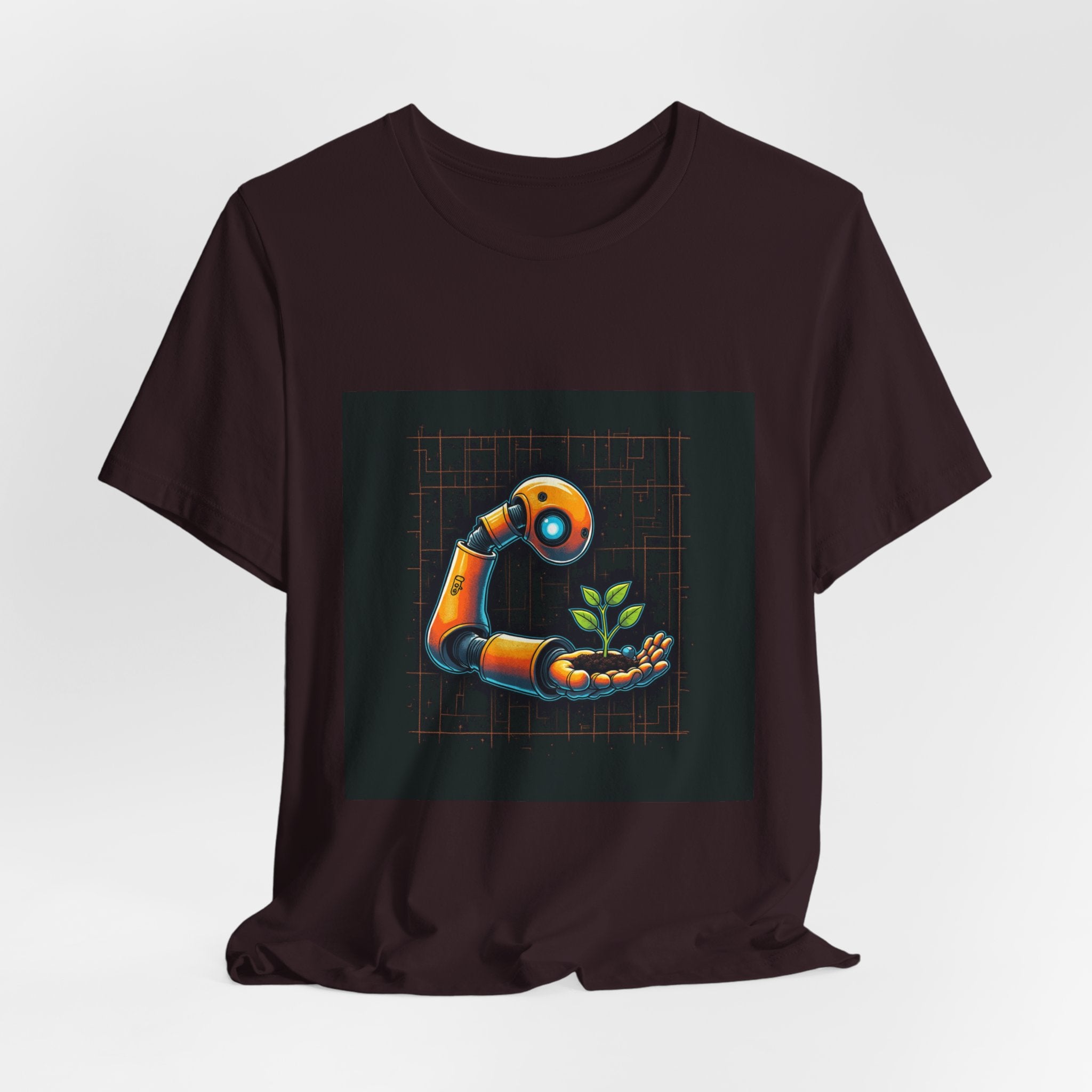 Grow The Future — Robotics Tee — Open Source Must Win — robotic fist holding a git branch