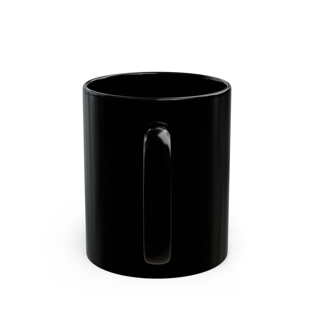 Open Source Must Win — Black Mug — Open Source Must Win — robotic fist holding a git branch, vintage propaganda style