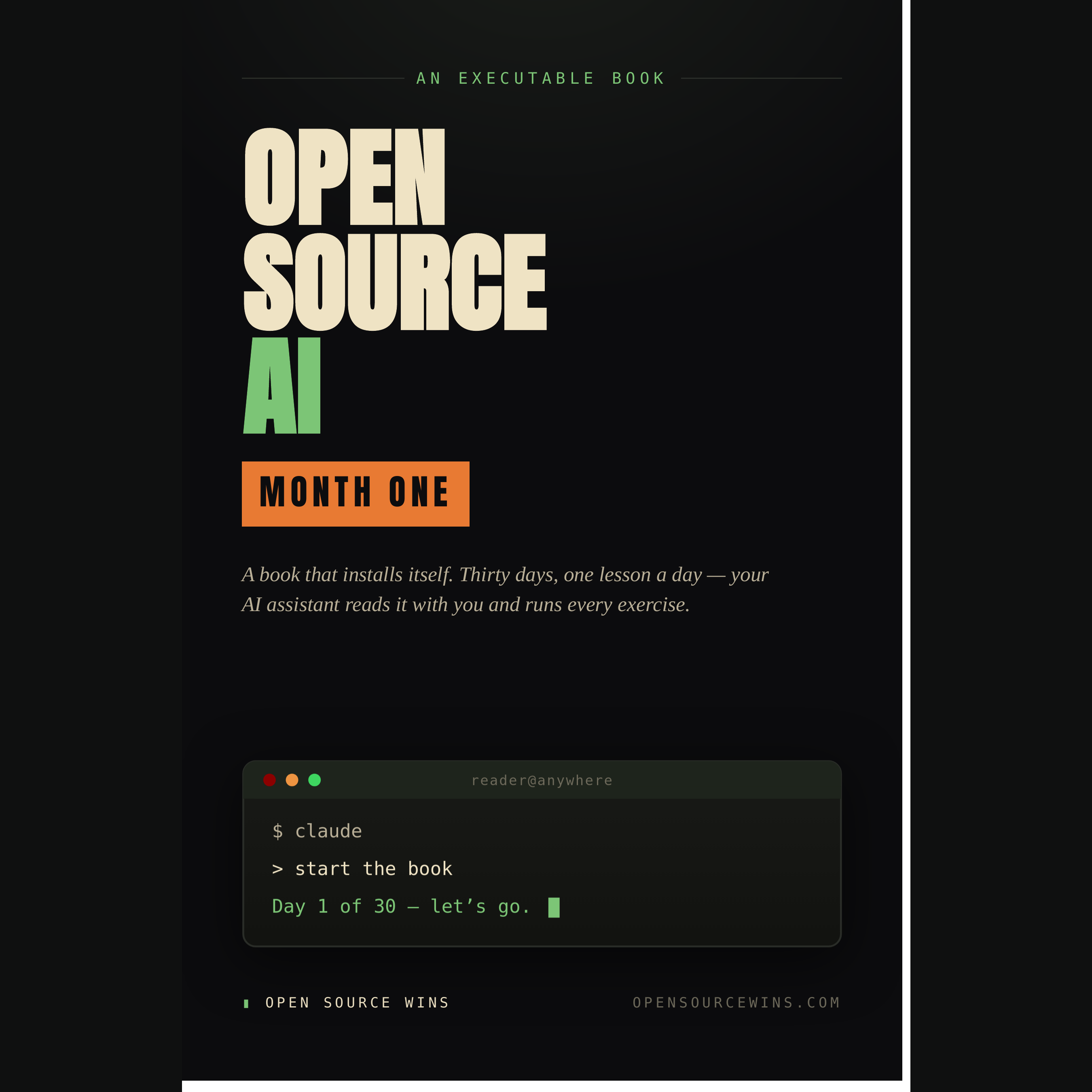 Open Source AI: Month One — an executable book