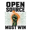 Open Source Must Win print — black lettering edition for white tees